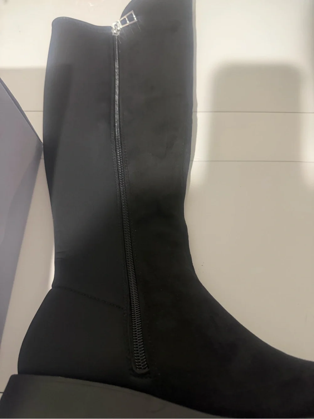 AEROSOLES Black Over-The-Knee Zip Suede like Stretch Boots